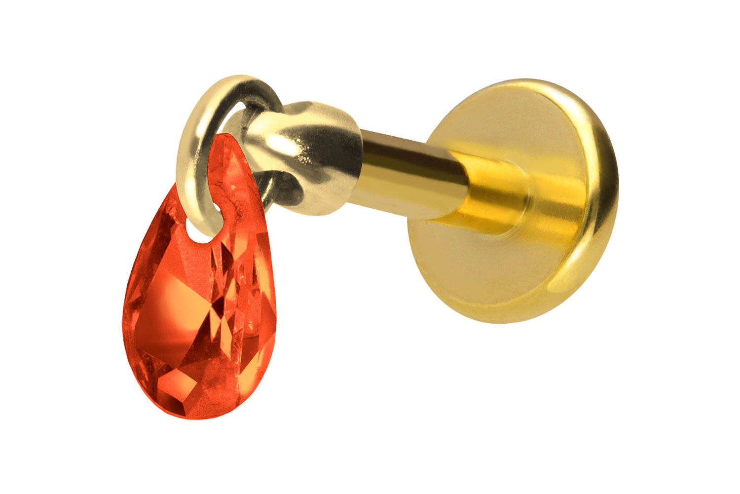 Titan Labret Piercing mit Innengewinde KRISTALLTROPFEN